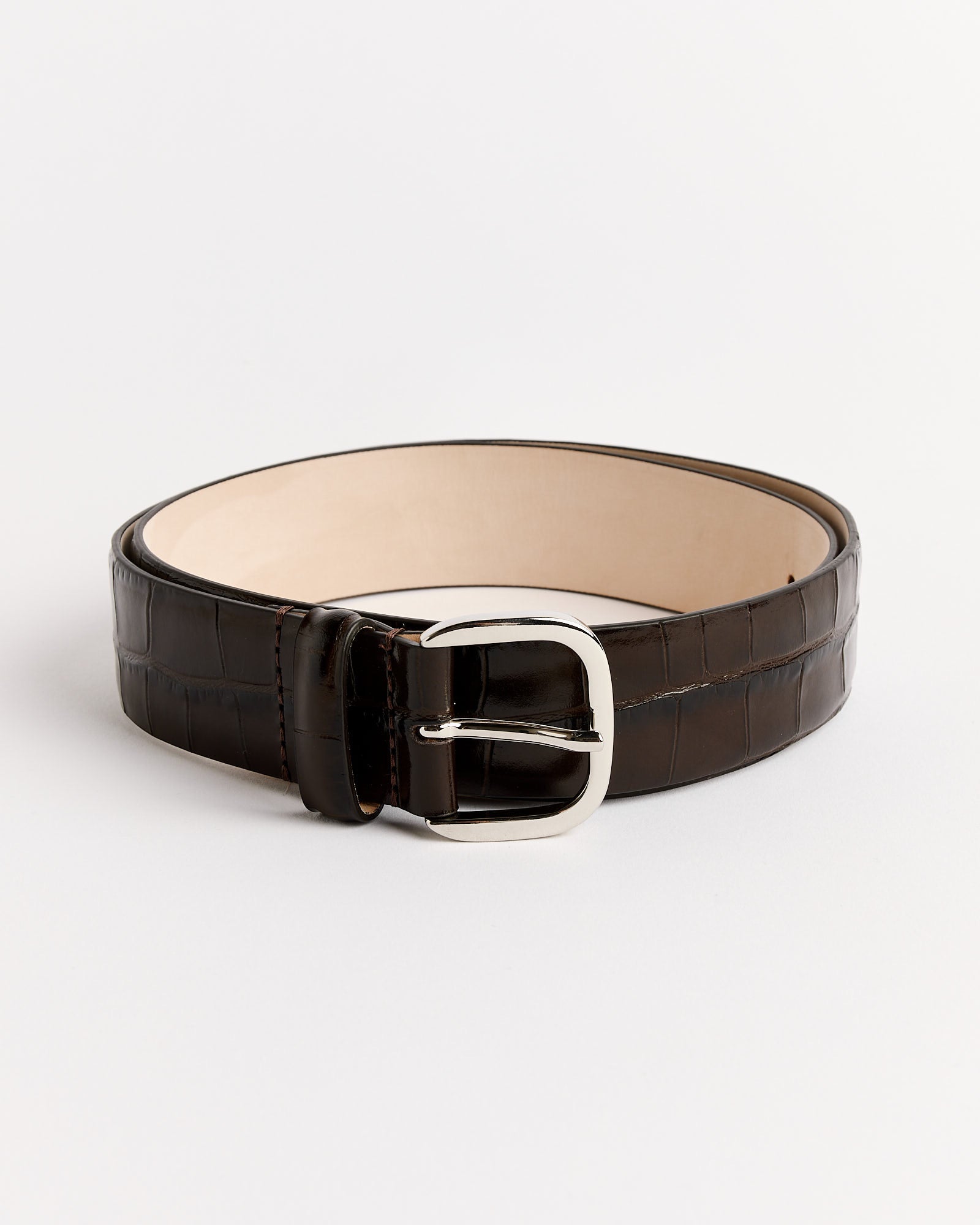 Déhanche Jeanne Croco Belt Dark Chocolate/Silver - Dark Chocolate/Silver / M (269438)