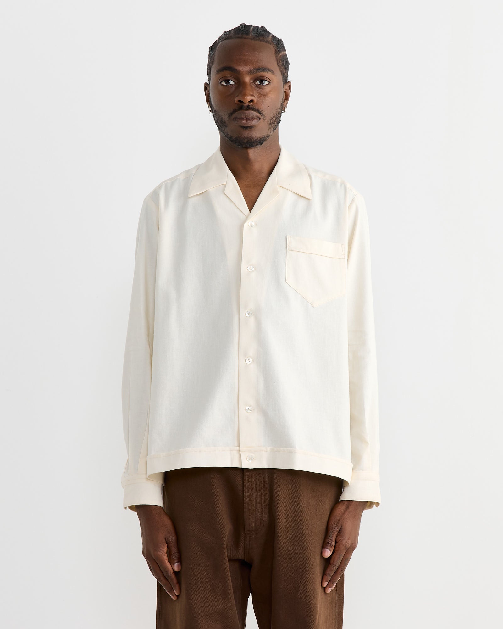 SMOCK Zach Shirt L/S Cotton Silk Nep Cream - Cotton Silk Nep Cream / L (270206)