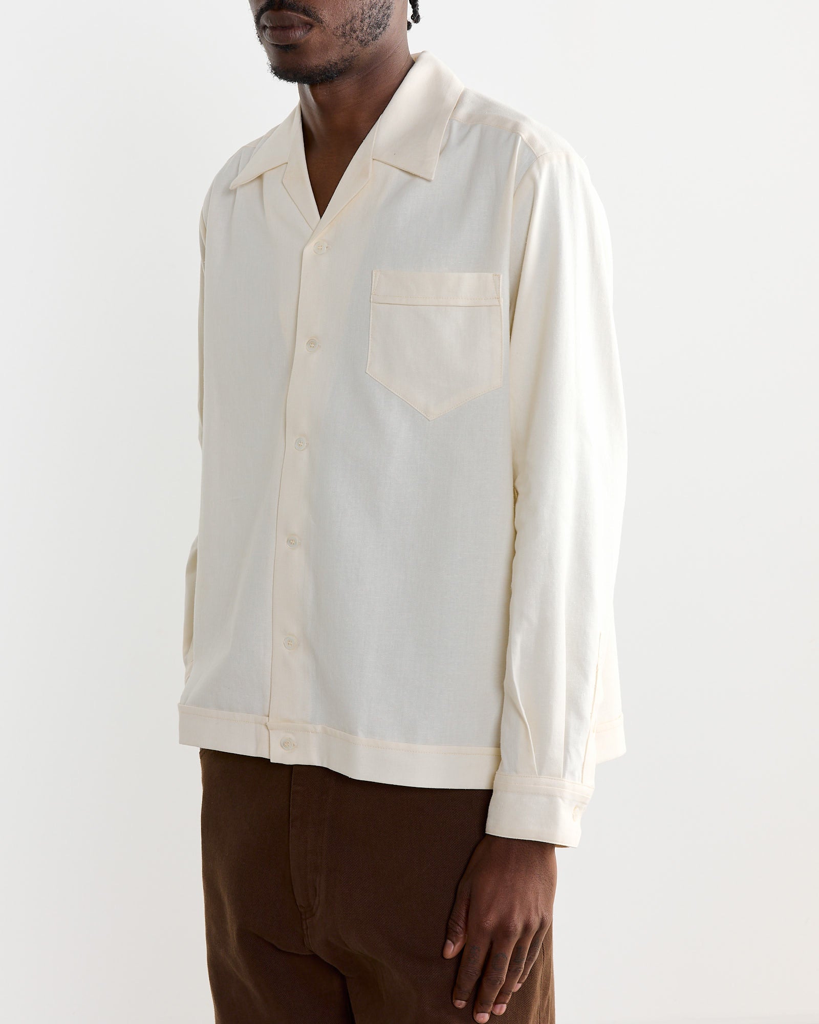 SMOCK Zach Shirt L/S Cotton Silk Nep Cream - Cotton Silk Nep Cream / L (270206)