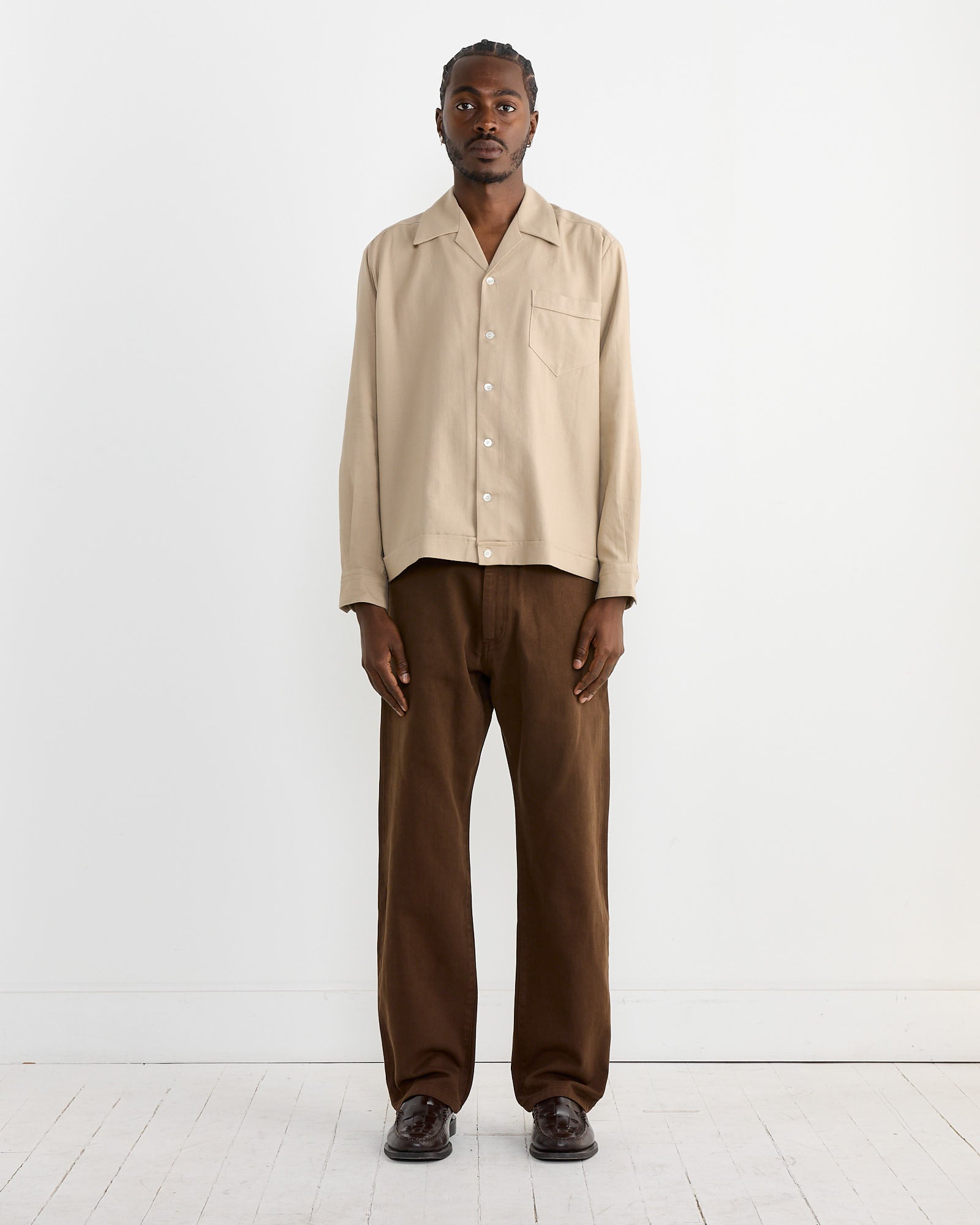 Zach Shirt in Cotton Silk Nep Sand