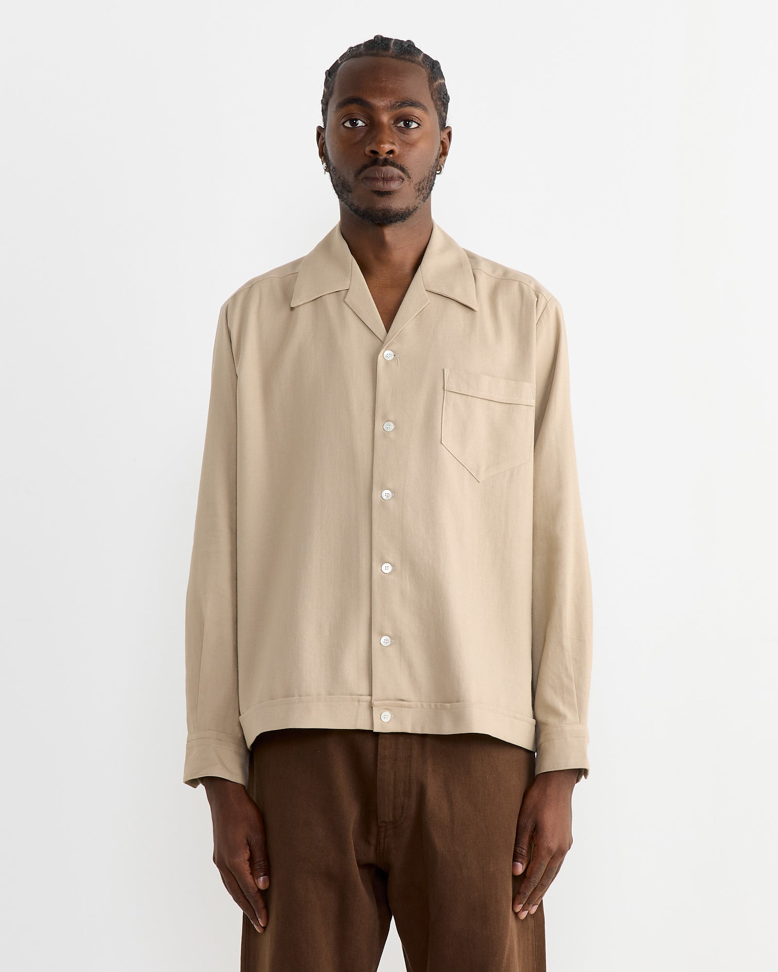 Zach Shirt in Cotton Silk Nep Sand