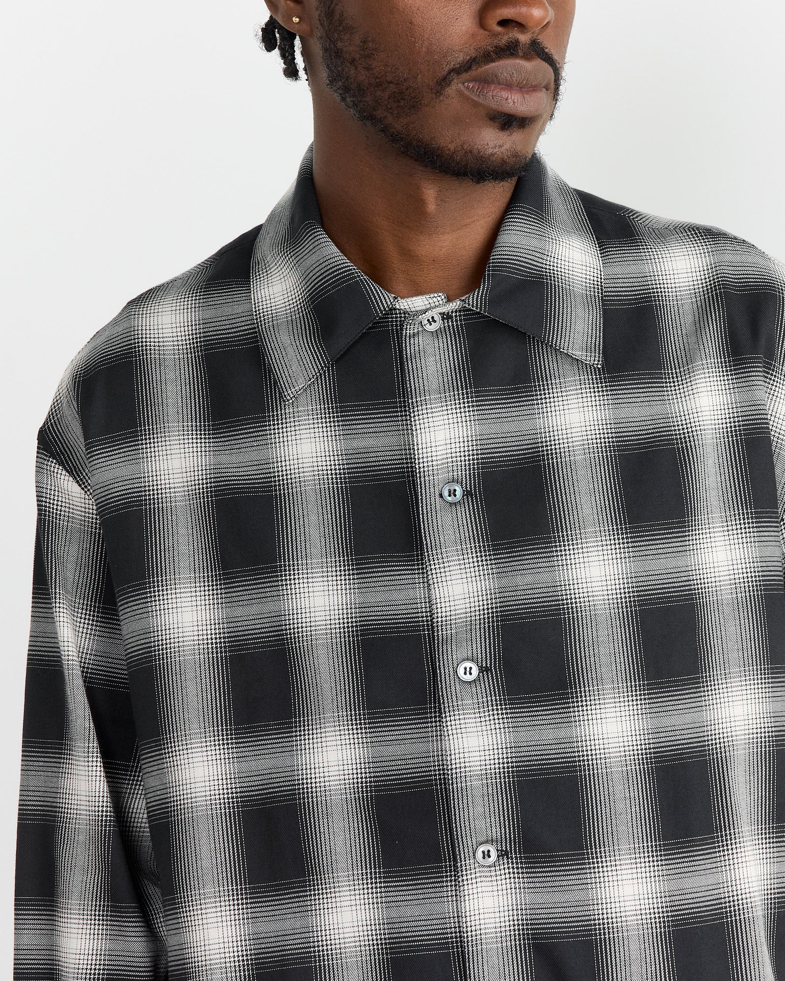 Studio Nicholson Ray L/S Shirt Black/Ecru - Black/Ecru / S (270630)