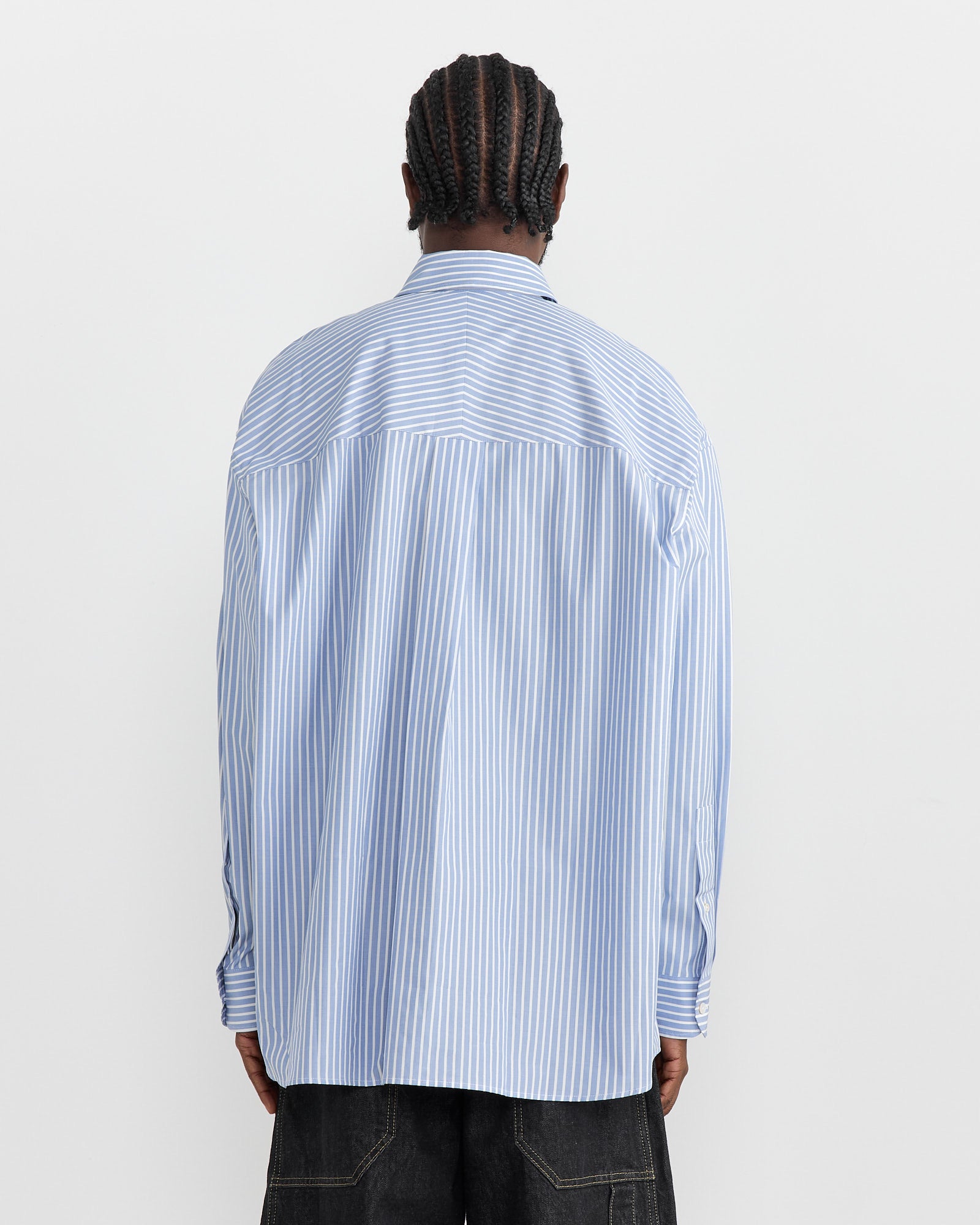 Studio Nicholson Loche Shirt Powder Blue/White - Powder Blue/White / M (270651)