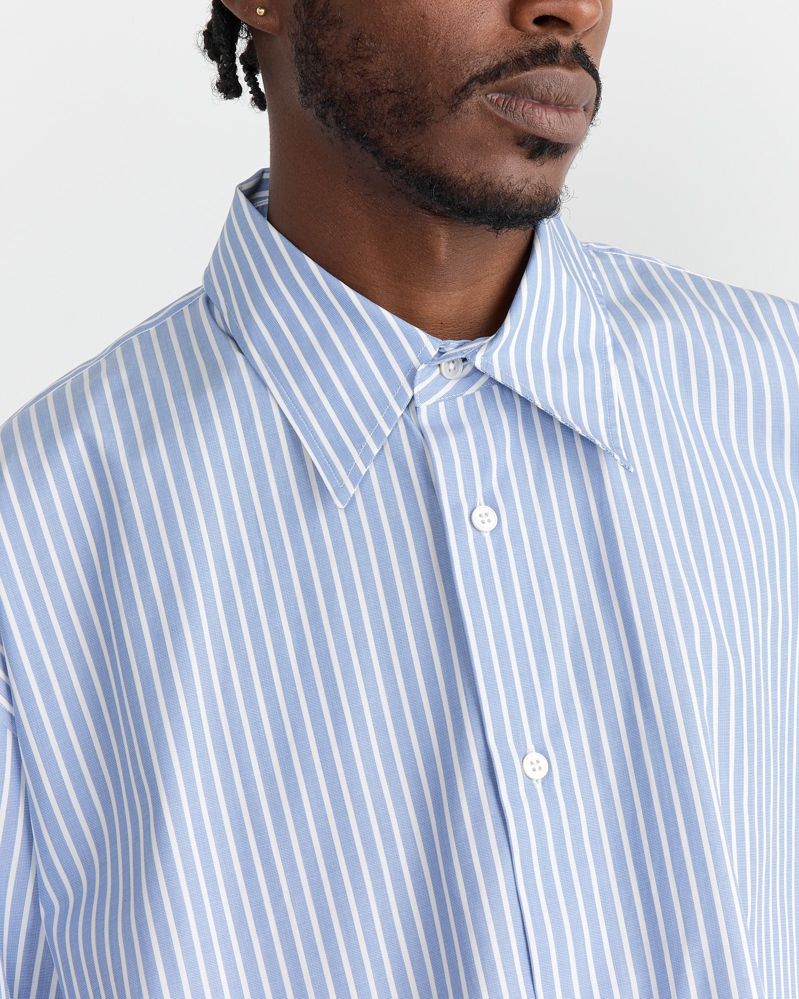 Studio Nicholson Loche Shirt Powder Blue/White - Powder Blue/White / M (270651)