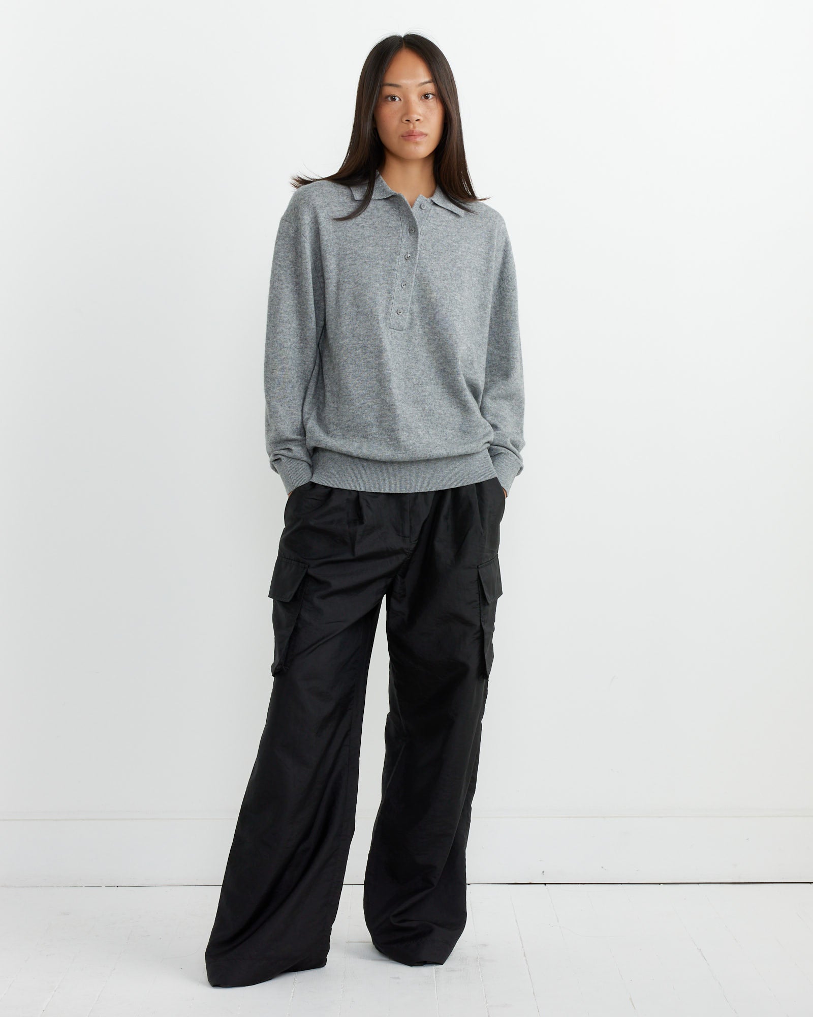 Stella Pleated Cargo Pant in Black