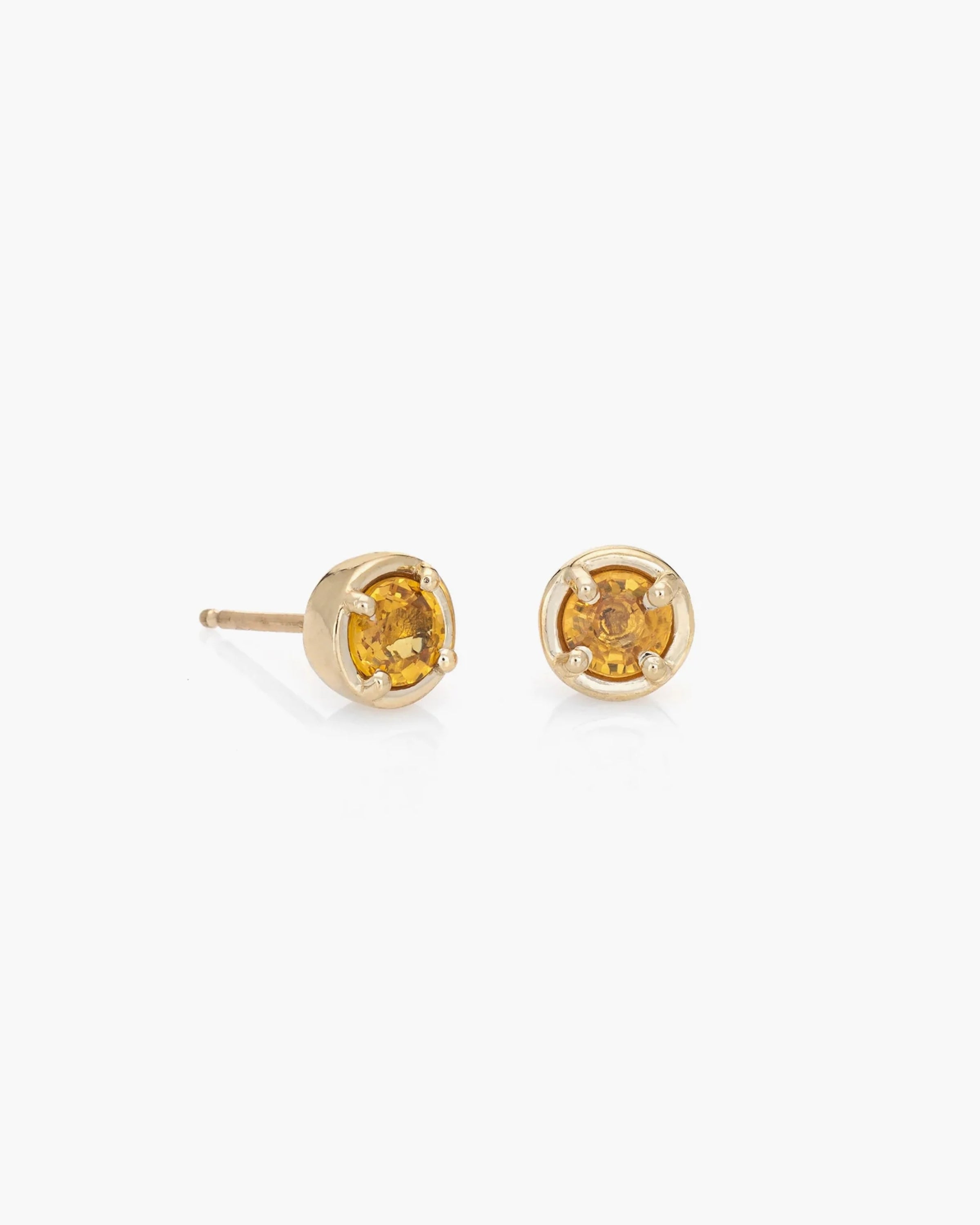 Dot Studs Pair in 14K / Yellow Sapphire