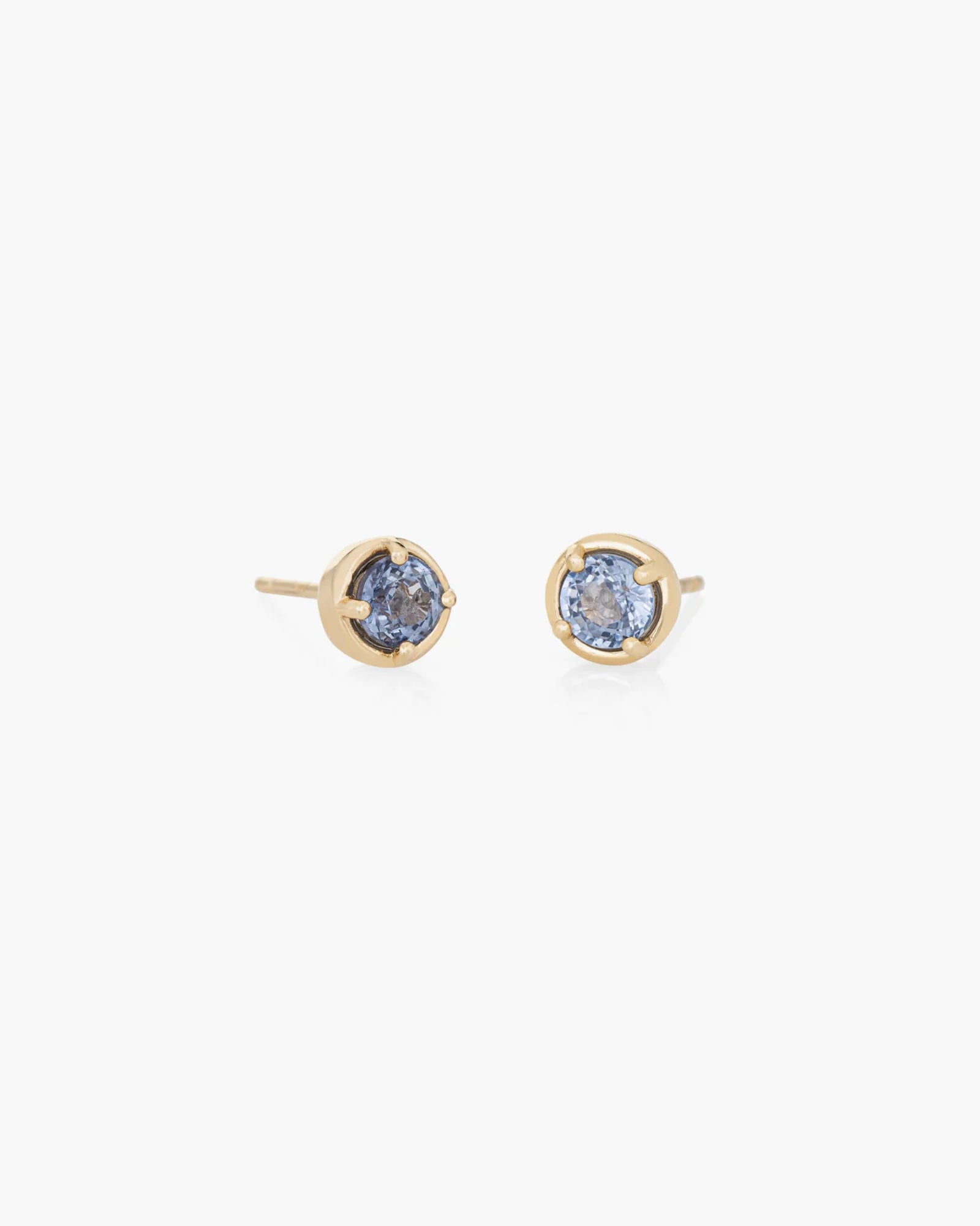 Dot Studs Pair in 14K / Light Blue Sapphire