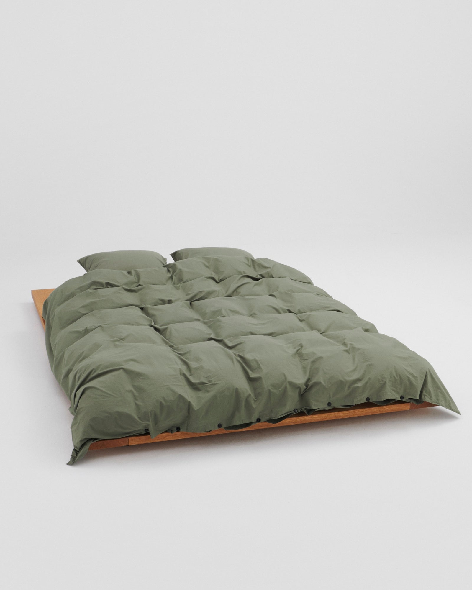 Percale Double Duvet Cover Queen in Olive Green