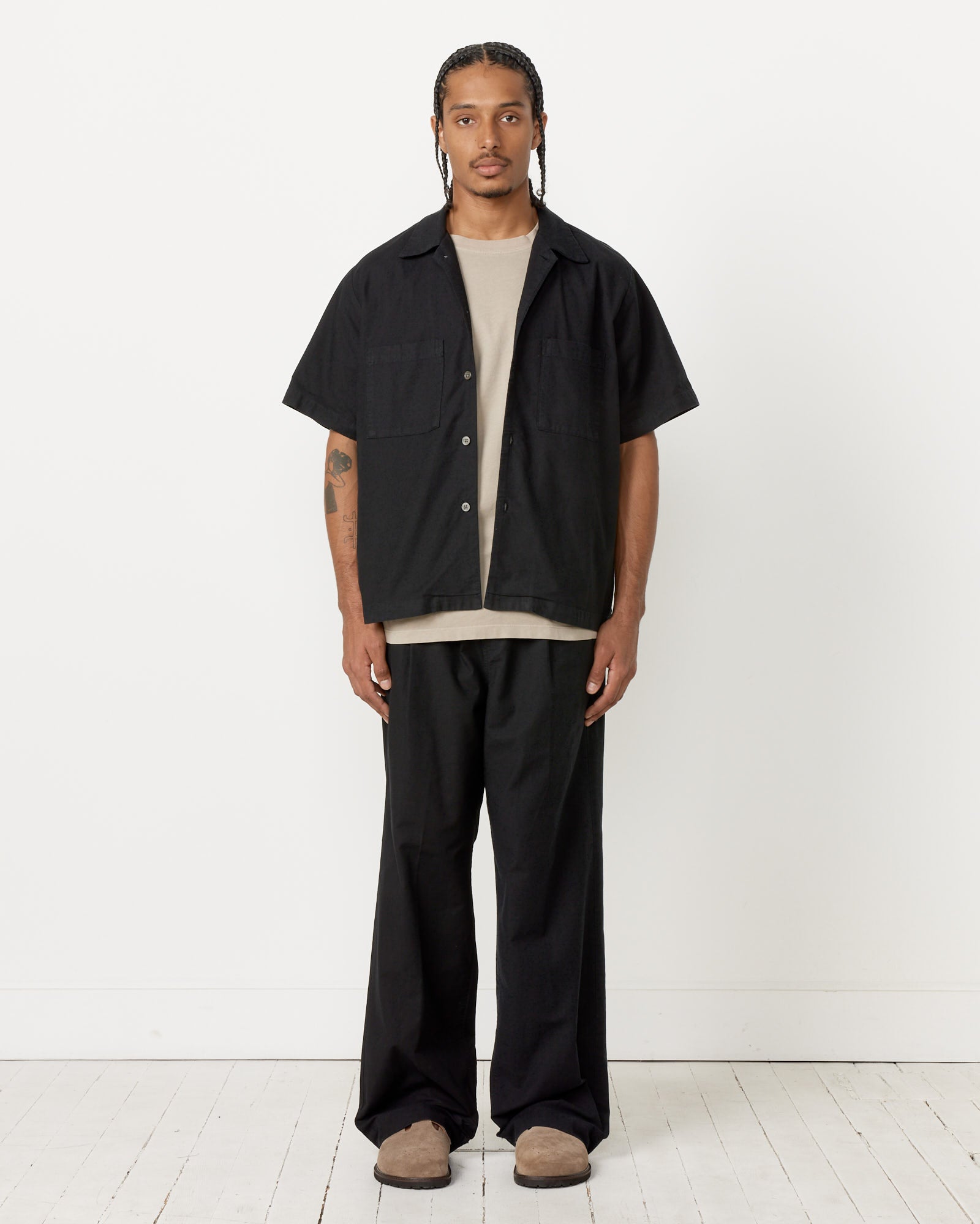 Kogai Pant Panama Cloth in Washed Black