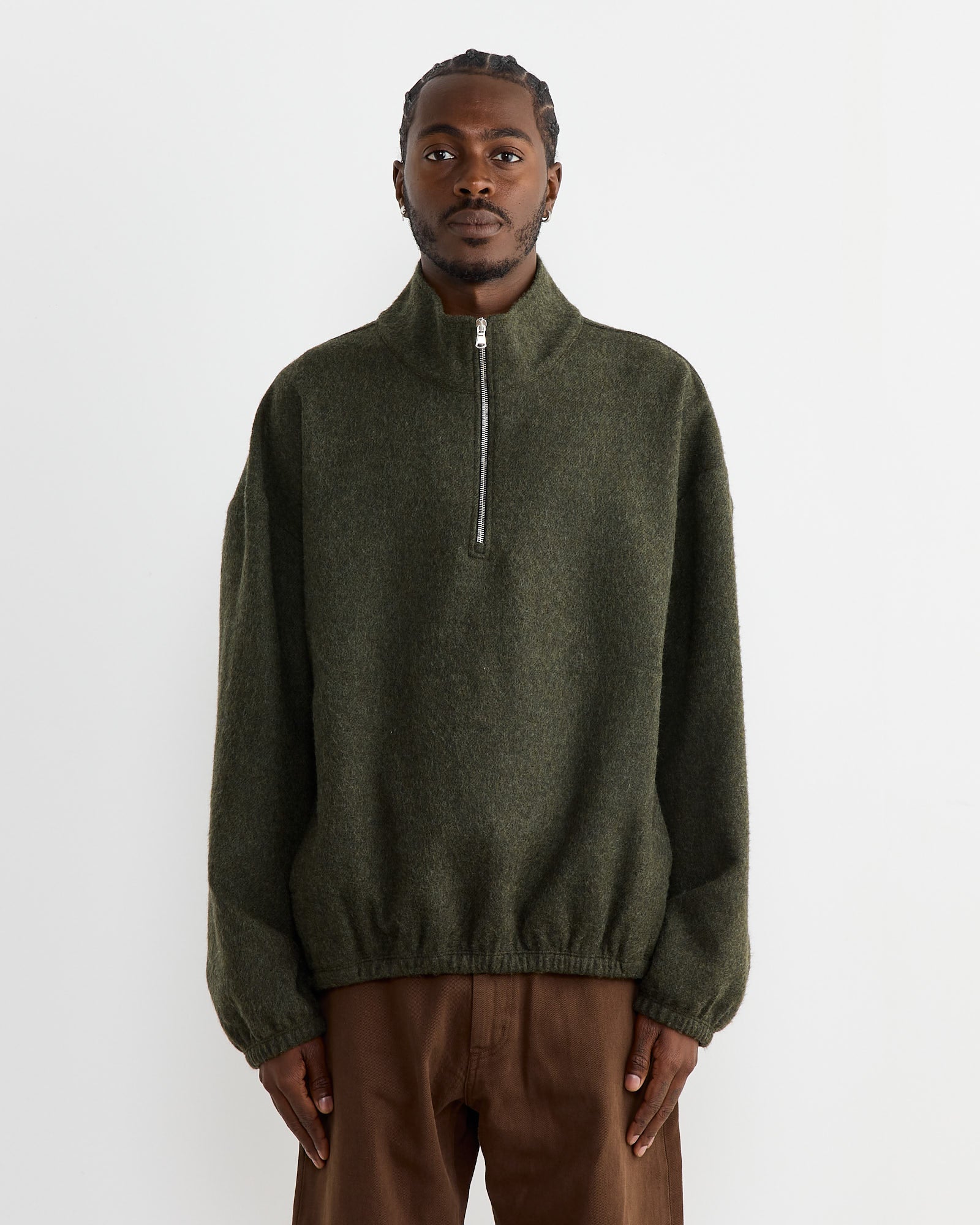 Alpina Pullover in Felted Wool Olive