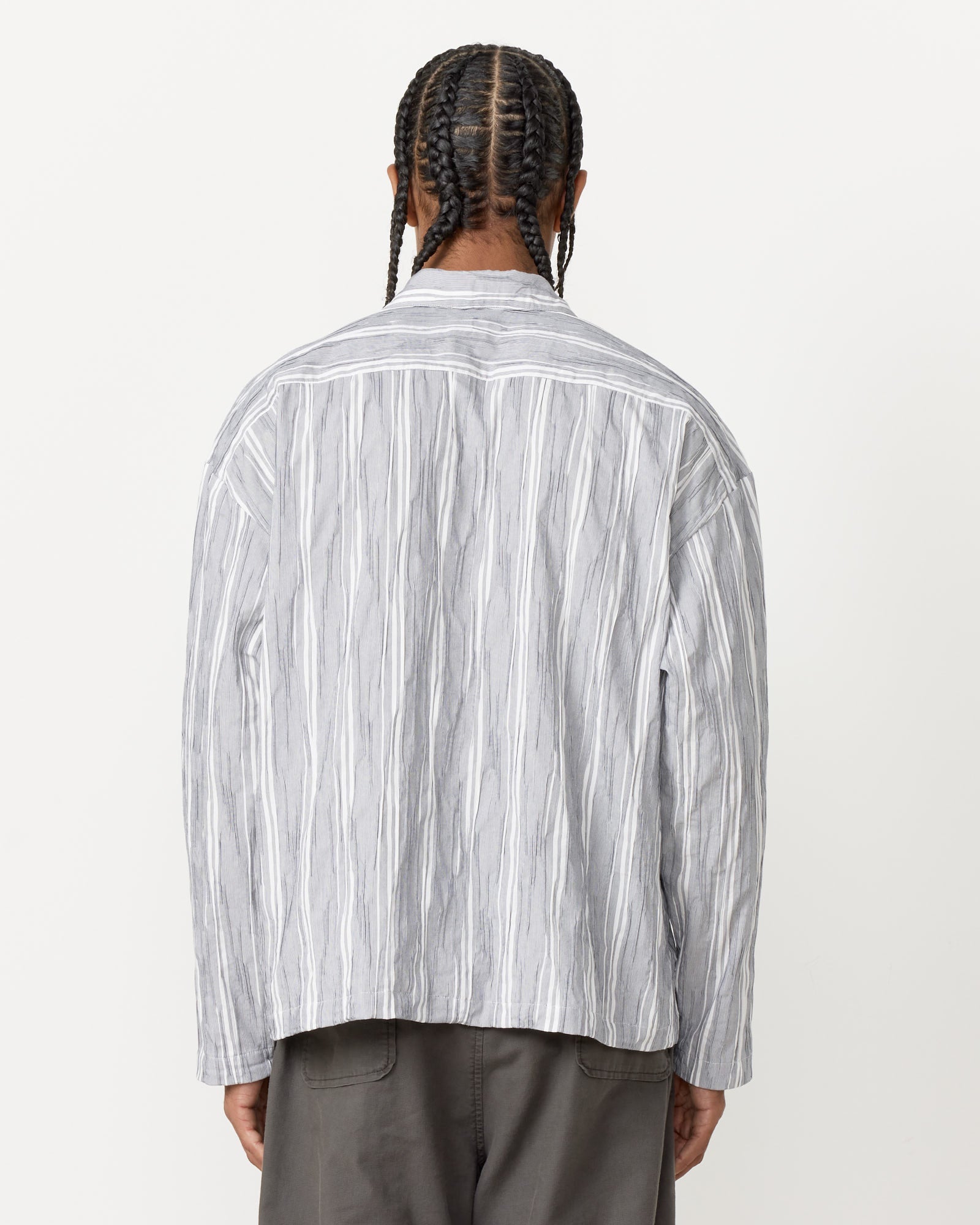 Enzo Shirt Wrinkle Stripe in Grey