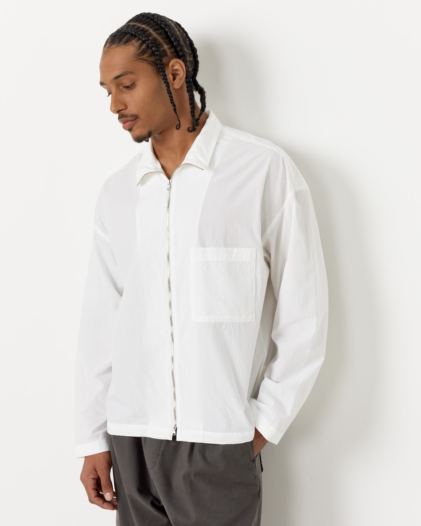 Enzo Shirt Crushed Cotton in White