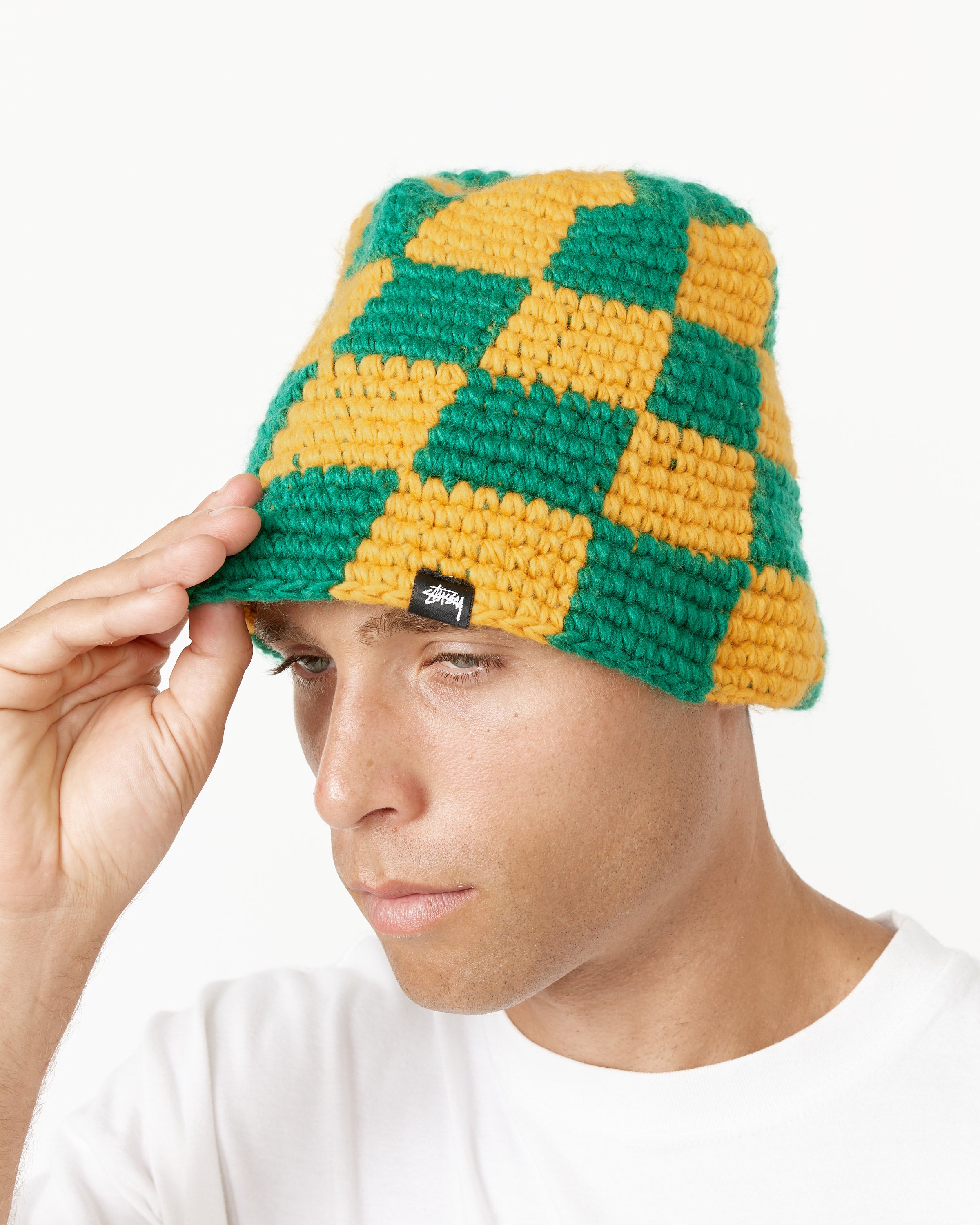 Stussy Bucket Hat Checker Knit green - 帽子