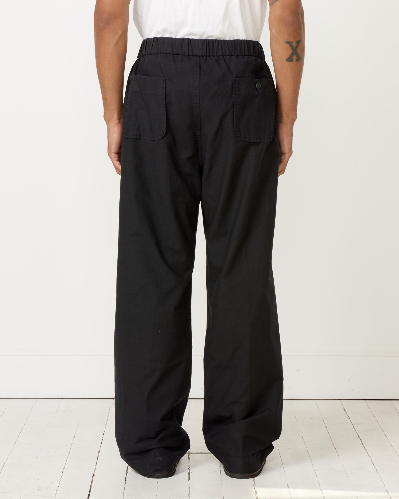 Kogai Pant Panama Cloth in Washed Black