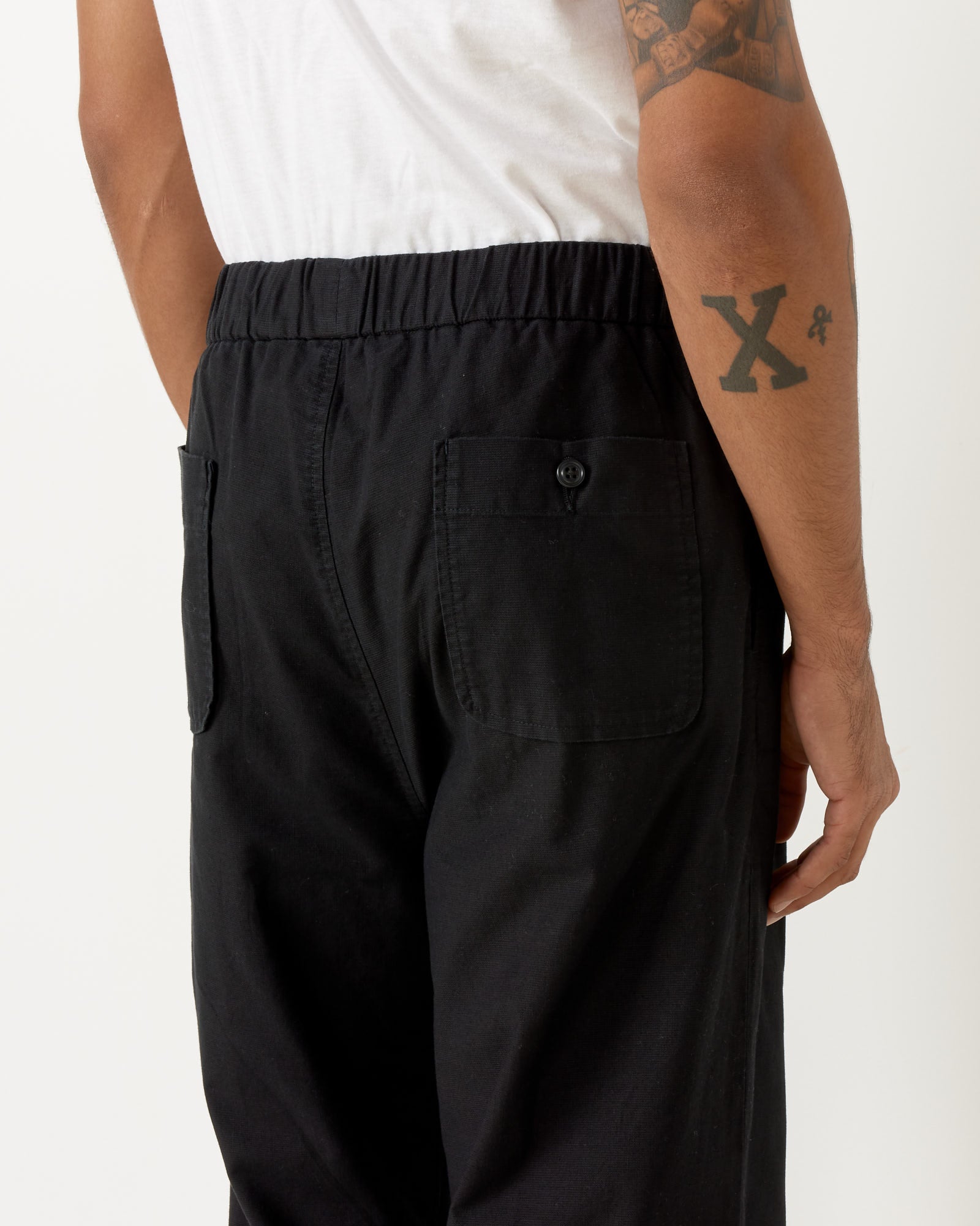 Kogai Pant Panama Cloth in Washed Black