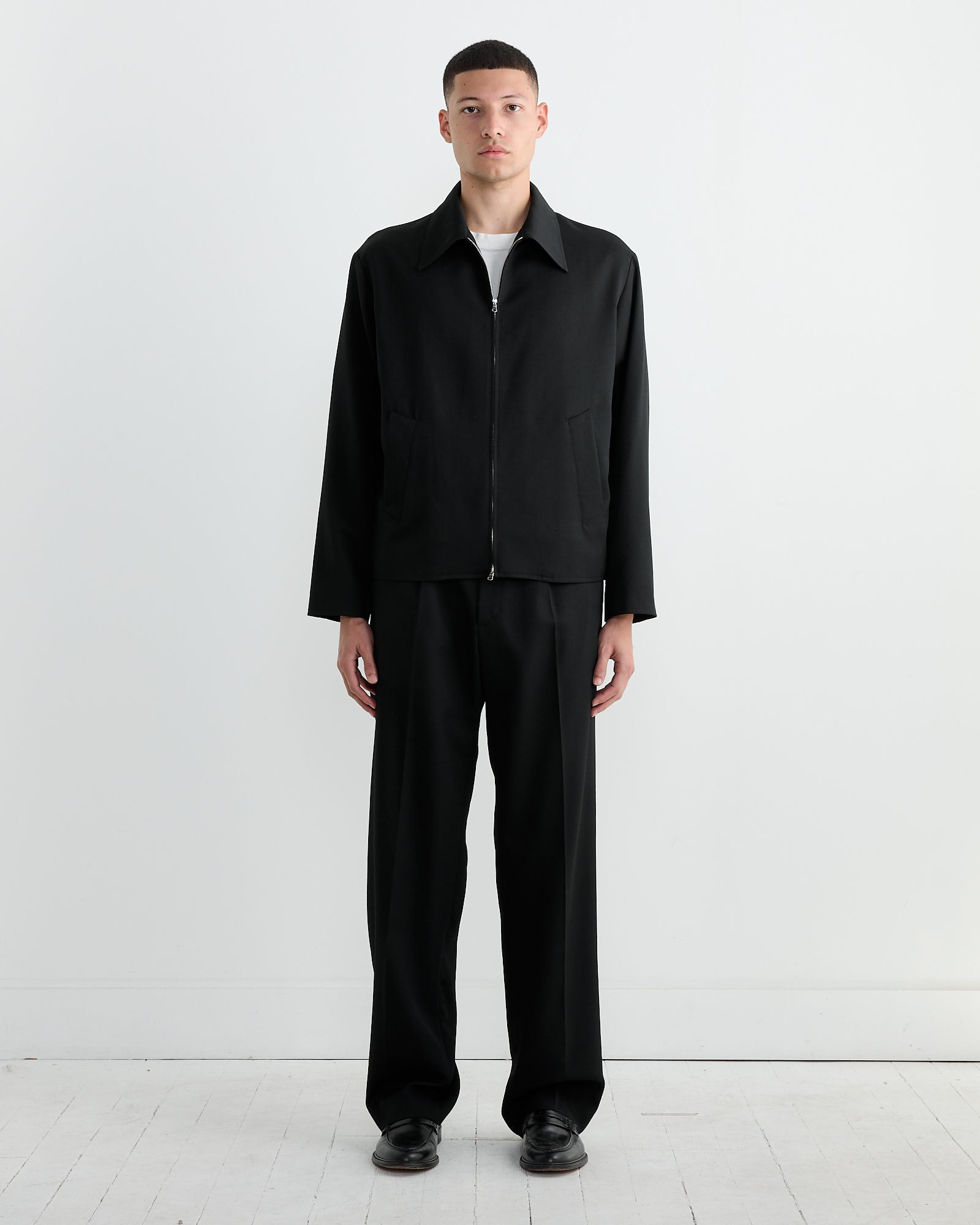 Zip Jacket Wool Gabardine in Black