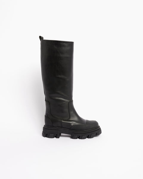 Cleated High Tubular Boot in Black