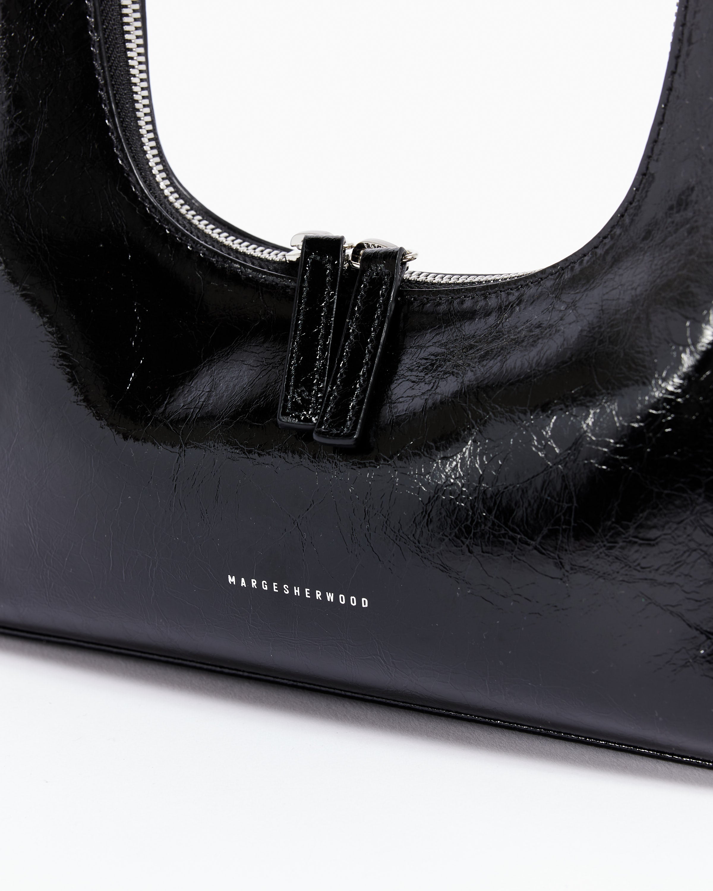 Parker Medium Crinkled Patent Leather Shoulder Bag