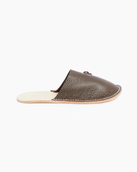 Leather Slipper in Dark Brown