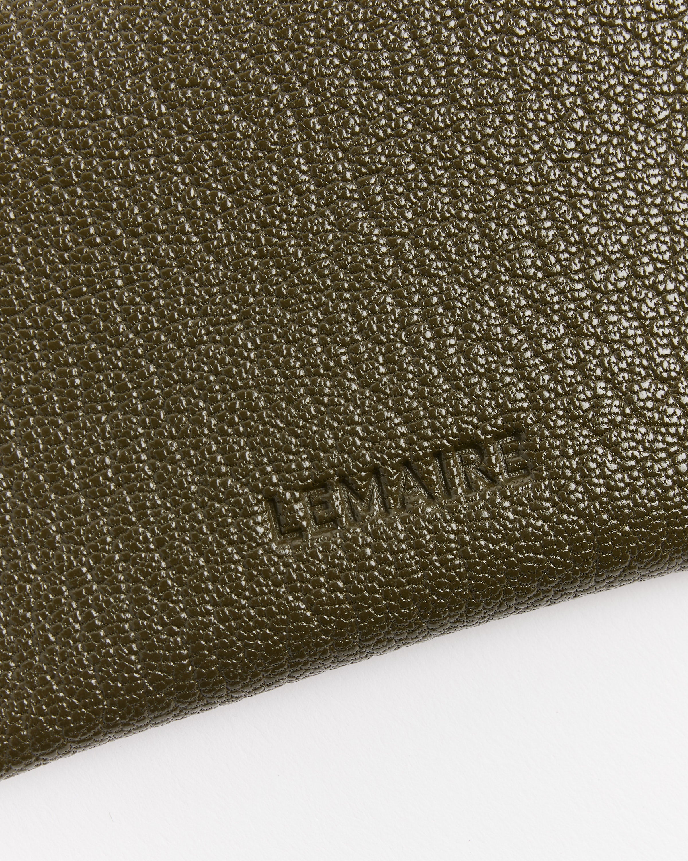 Khaki Moss Calepin Card Holder in Shiny Box Leather | LEMAIRE